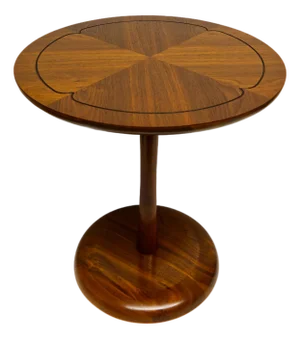 Mid Twentieth Century Modern Walnut Round Pedestal Side Table