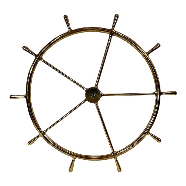 Massive Solid Brass Ships Wheel For Sale