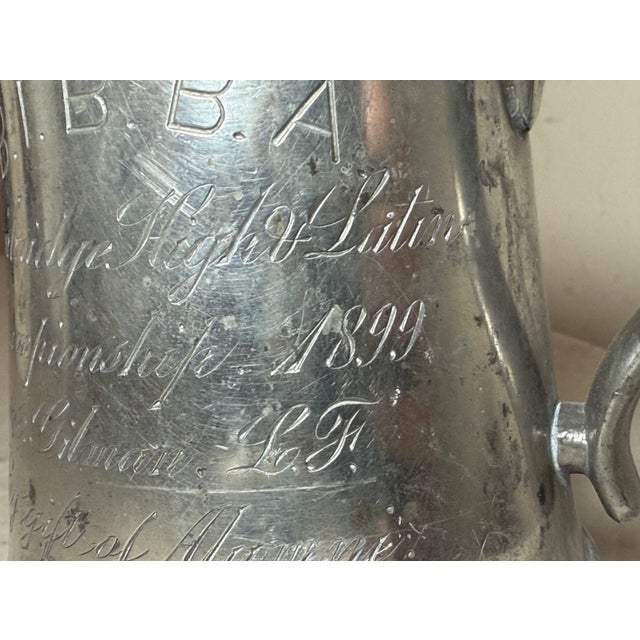 19th Century Antique 1899 Bibba Cambridge High & Latin Sports Pewter Champs Trophy Award Mug For Sale - Image 5 of 11