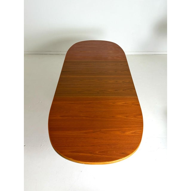 Oval Extendable Dining Table in Teak, 1970s For Sale - Image 9 of 10