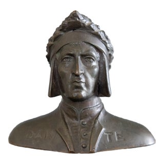 19th Century Italian Grand Tour Souvenir Bronze Bust of Dante Alighieri For Sale