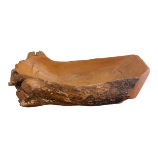 Rustic Hand-Carved Natural Wood Bowl For Sale