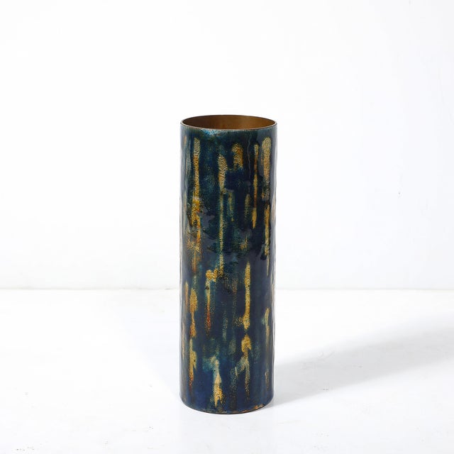 Mid-Century Ultramarine Blue Enamel on Copper Vase Signed Anne-Grete Plöen For Sale - Image 4 of 12