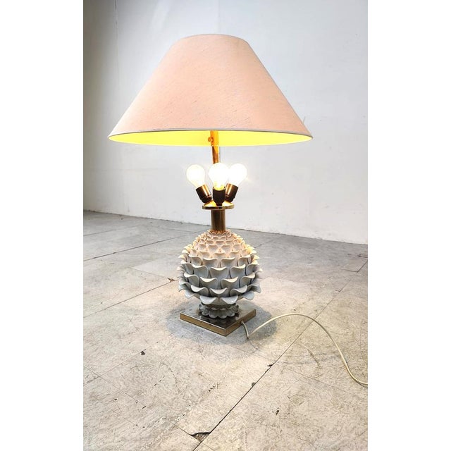 Ceramic Vintage Italian Ceramic Artichoque Table Lamp, 1960s For Sale - Image 7 of 13
