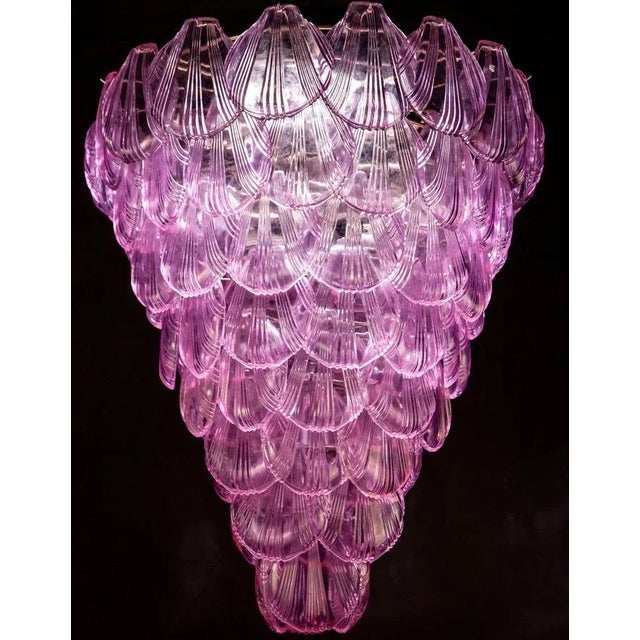 Pink Large Pink Shell Murano Glass Chandelier, 1980 For Sale - Image 8 of 18