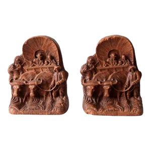 Vintage Syroco Covered Wagon Bookends