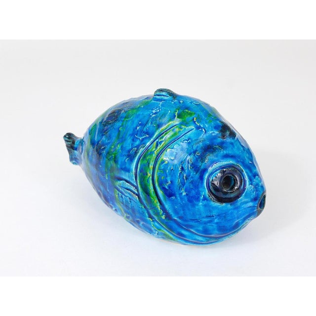 Rimini Blue Glazed Fish Sculpture Figurine by Aldo Londi attributed to Bitossi, Italy, 1950s For Sale - Image 11 of 16
