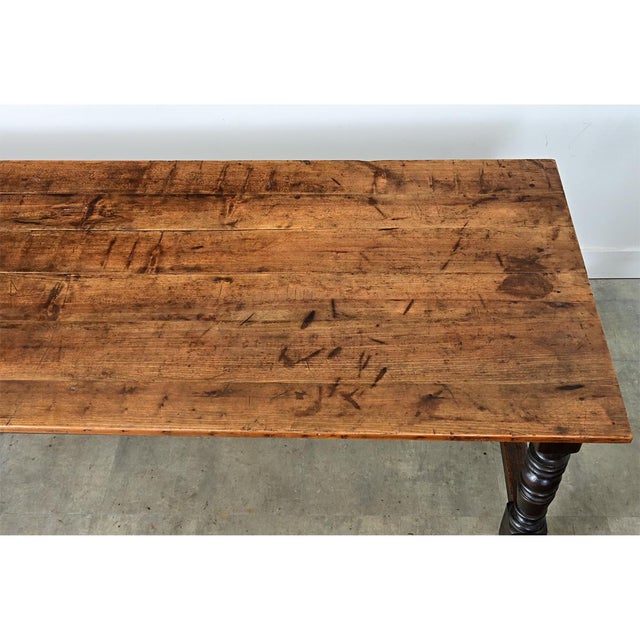 Massive French 1930's Applewood Farm Table For Sale - Image 10 of 12
