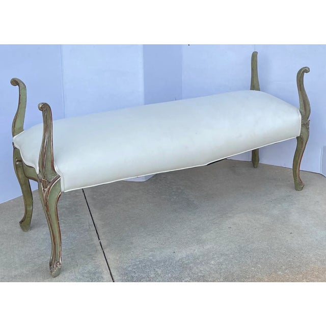 Mid 20th Century 1950s Painted Green and Carved Silver Gilt Venetian Bench For Sale - Image 5 of 6