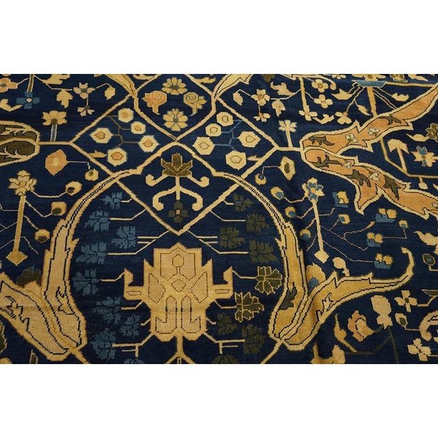 Indian Excellent Navy Blue With Unique Open Palmettes Design Antique Lahore Rug For Sale - Image 3 of 6