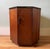 Mid century octagonal walnut side table with black marble top in the style of Harvey Probber. Lower cabinet opens to a...