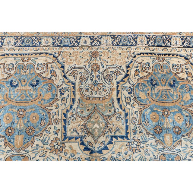 Authentic 1900s Persian Kirman Botanic Handmade Wool Carpet For Sale - Image 4 of 10