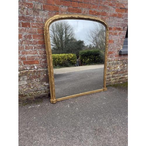Large Antique English Gilt Arched Top Overmantle Mirror, 19th Century For Sale - Image 6 of 6