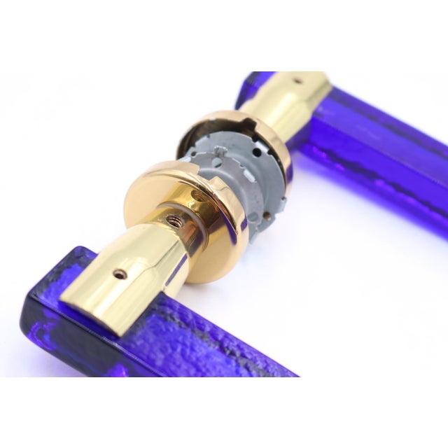Mid 20th Century Mid Century European Blue Lucite Lever Door Set For Sale - Image 5 of 7