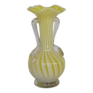 Murano Murano Yellow Swirl Handled Glass Vase 4435b
