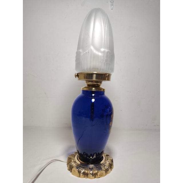 Vintage Spanish Glass Table Lamp, 1940s For Sale - Image 10 of 12