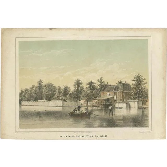 Mid 19th Century Montagne, Rhijnzigt Swimming Facility of Leiden, 1859, Paper For Sale - Image 5 of 5