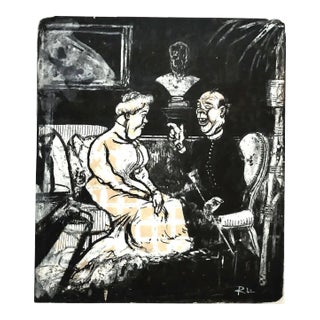 The Priest and the Grandmother- Mixed Media by G. Galantara - Early 20th Century Early 20th Century For Sale