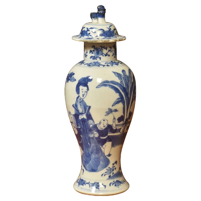19th Century Chinease Blue & White Vase For Sale