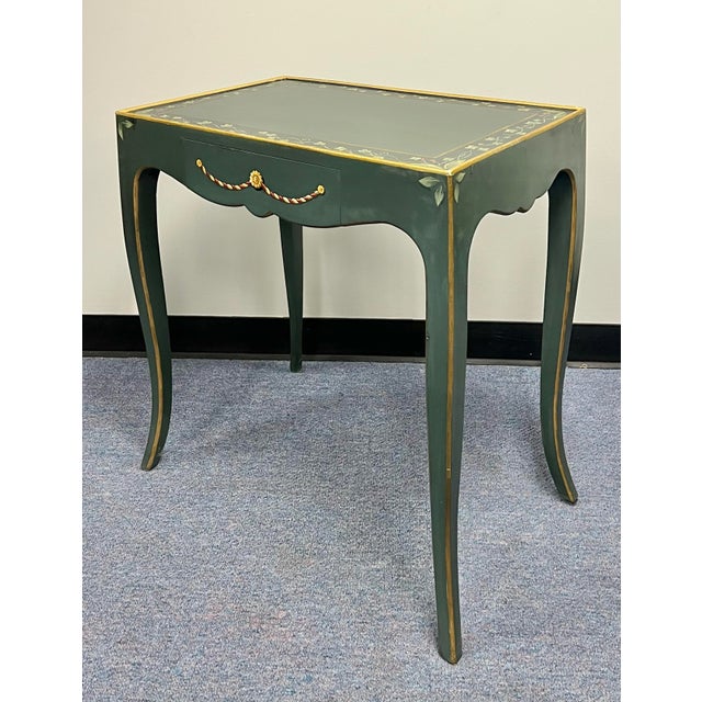 French Louis XV Style Paint Decorated Accent Table With Drawer For Sale - Image 3 of 10