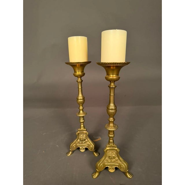 19th Century Pair of 19th Century French Gothic Style Bronze Candelabra With Cherub Motifs, Circa 1890 For Sale - Image 5 of 17