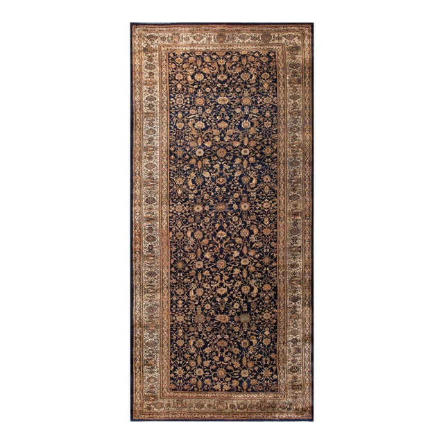 Superb Blue-Navy Background Color With Floral Design Antique Persian Malayer Rug For Sale