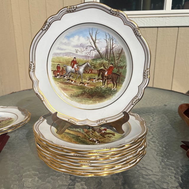 Victorian Vintage Copeland Spode With Classic Hunting Scenes After j.f. Herring Sr - Set of 12 For Sale - Image 3 of 12
