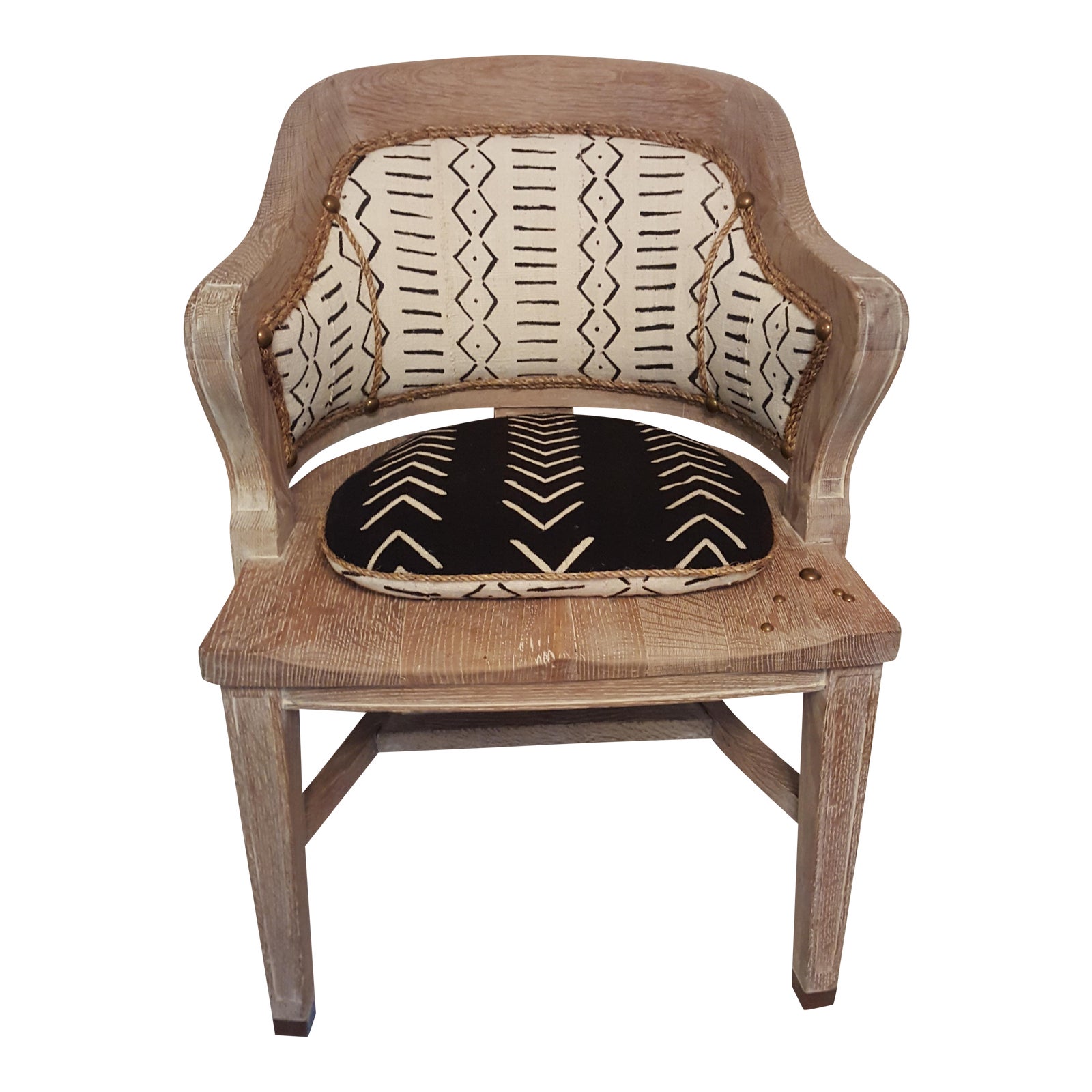 Cerused Oak Mud Cloth Accent Chair Chairish