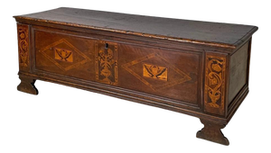 Antique Italian Chest with Inlay Decorations and Folding Top, Early 1800s