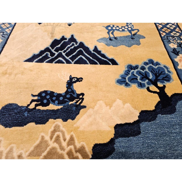 Vintage Chinese Art Deco Pictorial Rug, Hand-Knotted Wool, Early 1900s, 5' x 7' For Sale - Image 13 of 15