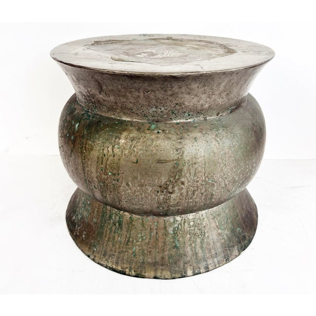 Robert Kuo Robert Kuo Metal Indian Style Drum Side Tables, Pair For Sale - Image 4 of 8
