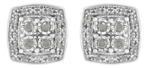 .925 Sterling Silver 1/4 cttw Round Cut Diamond Square Shape Milgrain Stud Earrings (I-J Color, I3 Clarity)