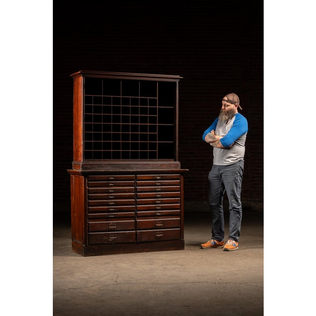 Industrial Early 20th Century Oak Mail Sorting Cabinet For Sale - Image 3 of 18