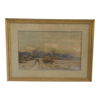 Antique 1891 Harvey Otis Young Watercolor Painting, 30"x41" Framed Colorado Western Landscape, Signed 19th Century Fine Art, From Art Works For Sale