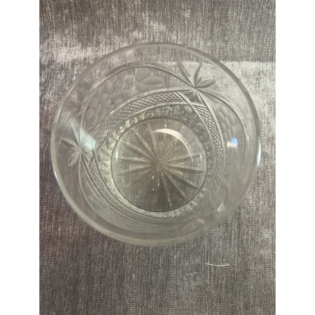 Vintage Large Crystal Glass/Vase/ Flat Bottom Bowl For Sale In Denver - Image 6 of 7