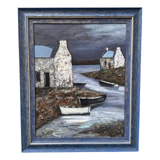 Ronald, Evening in Brittany, 1980s, Oil Painting on Canvas, Framed For Sale