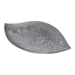 Patinad Black Decorative Metal Leaf Tray For Sale