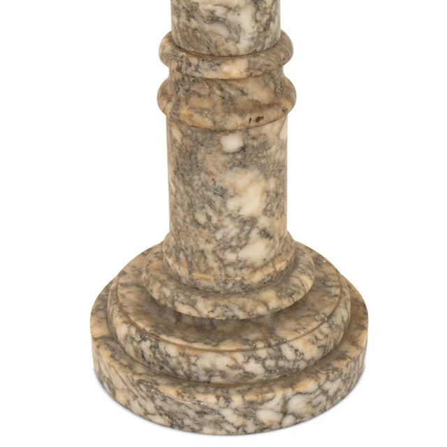 Neoclassical White and Grey Veined Marble Pedestal, Ca. 1900 For Sale - Image 3 of 4