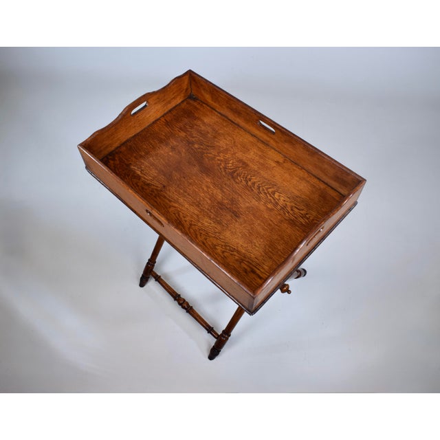 19th Century English Tiger Oak Butler's Tray Table For Sale - Image 4 of 15
