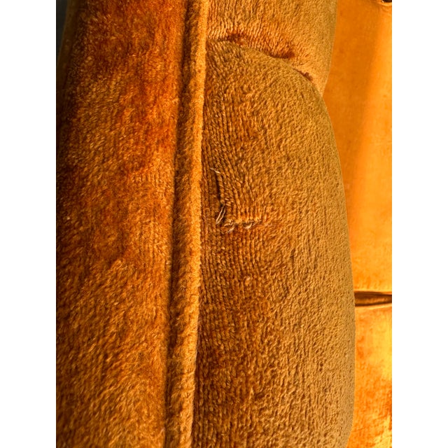 Textile Vintage Mid-Century Tangerine Velvet Tufted Sofa and Chair - 1970s Glam For Sale - Image 7 of 12
