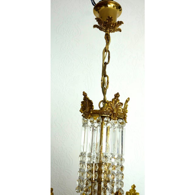 Brass and Lead Crystal Chandelier from Palwa, 1960s For Sale - Image 12 of 14