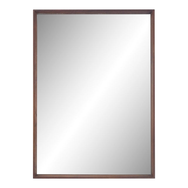 Mid Century Modern 2" Deep Profile Solid Walnut 32x43 Rectangle Wall Mirror MINT For Sale