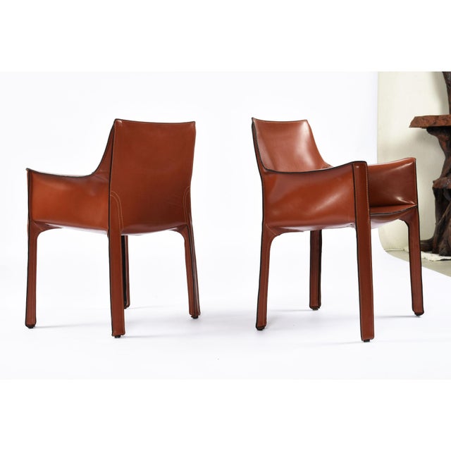 Mario Bellini for Cassina Cab 413 Italian Red Leather Dining Chairs Set of 6 For Sale - Image 9 of 18
