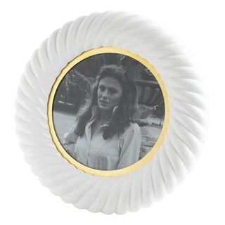 Tommaso Barbi White Ceramic and Gilded Brass Picture Frame For Sale