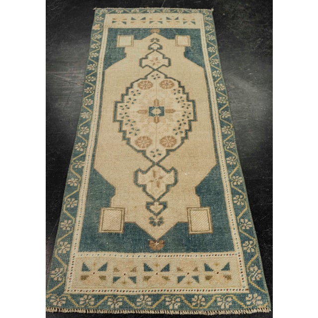 Turkish Mini Rug Oriental Hand Knotted Vintage Rug 1'8" x 4' #21148 Explore a curated collection of hallway runners, wool...