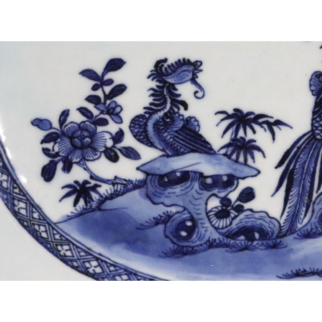 Late 18th Century Late 18th Century Chinese Export Porcelain Underglaze Blue and White Shaped Dish With Birds and Peony For Sale - Image 5 of 12