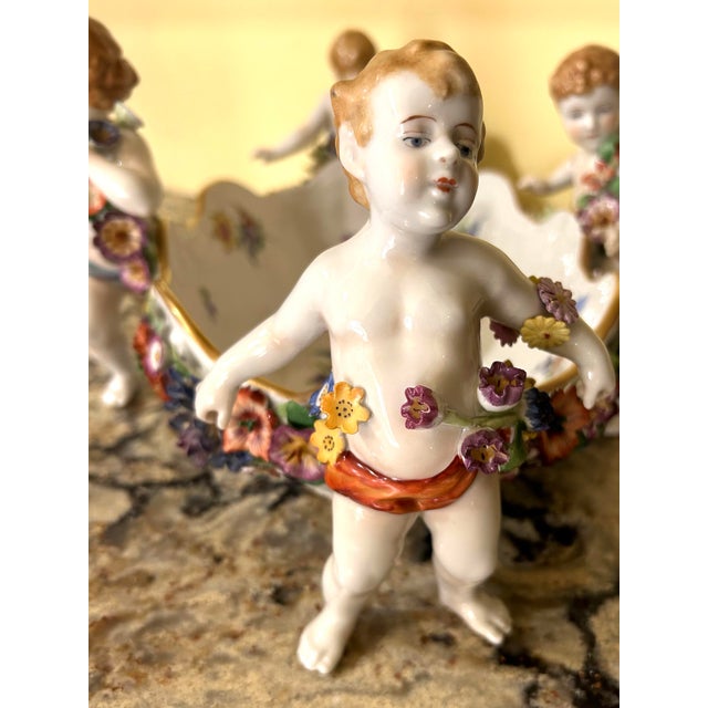 Figurative Antique, Schierholz Plaue, Porcelain Centerpiece/ Serving Bowl, W/Cherubs & Floral Decorations, C1890-1910 For Sale - Image 3 of 12