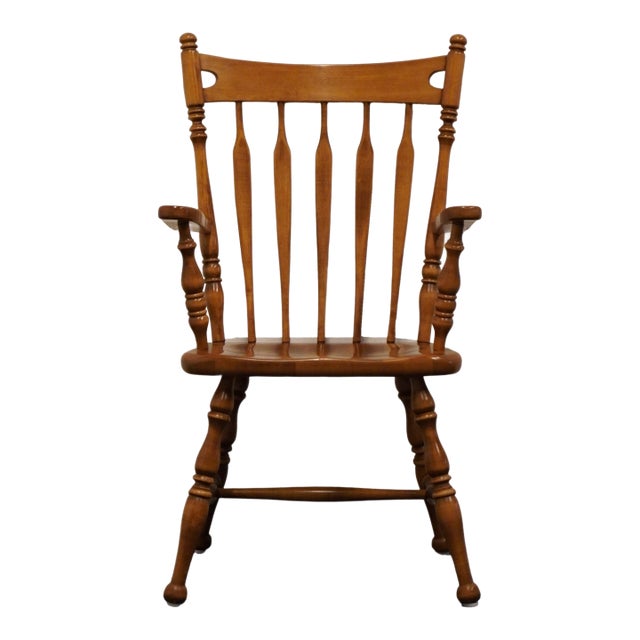 Ethan Allen Heirloom Nutmeg Maple Colonial Early American Arrow Back Dining Arm Chair 10-6060a For Sale