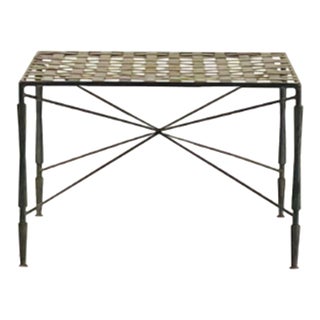 1960s Patinated Wrought Iron Ottoman by Mario Papperzini for John Salterini, Attributed For Sale