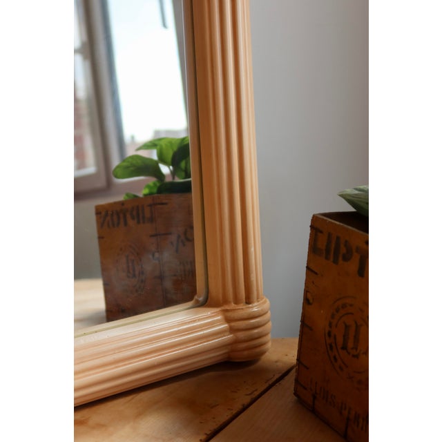 1980s Art Deco Style Powder Pink Arched Wall Mirror with Moulded Frame, 1980s For Sale - Image 5 of 9